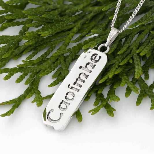 Personalized Solid Silver Ogham Birthstone Pendant with Chain