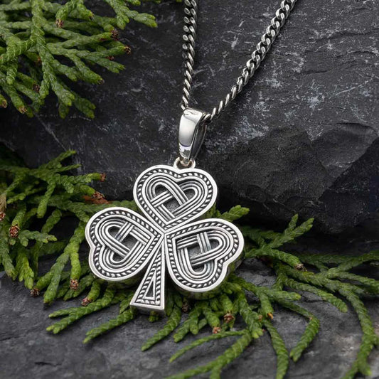 Sterling Silver Celtic Knot Shamrock Pendant
